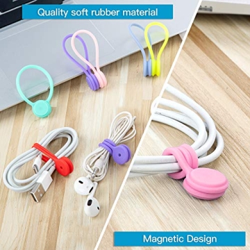 Joseche Reusable Magnetic Cable Ties Cord Organizers - 12 Pack Cord Ties Cable Organizers Unique Gadgets for Cable Management and Organization,Hanging & Holding Stuff,Fidgeting,or Just for Fun