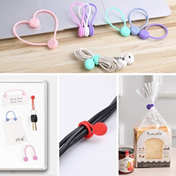 Joseche Reusable Magnetic Cable Ties Cord Organizers - 12 Pack Cord Ties Cable Organizers Unique Gadgets for Cable Management and Organization,Hanging & Holding Stuff,Fidgeting,or Just for Fun