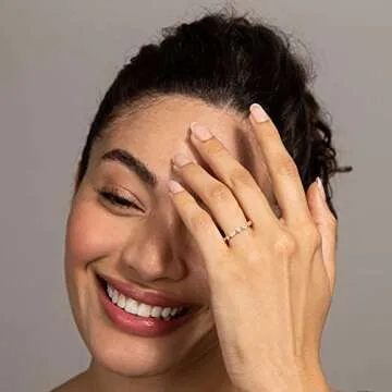 PAVOI 14K Yellow Gold Plated Love Rings with Cubic Zirconia - 2.5mm Stackable Rings for Women Size 6