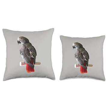 The Grey Parrot Congo African Perch Throw Pillow, 16x16, Multicolor