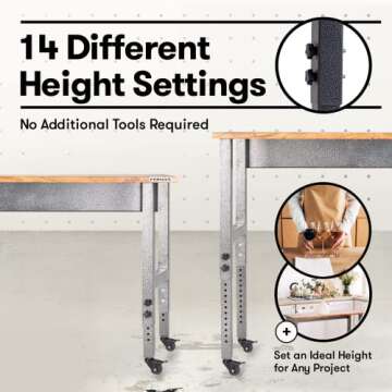 Versatile Fedmax Work Bench - Adjustable Rolling Workspace