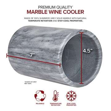 Modern Innovations Marble Wine Chiller Bucket - Wine Bottle Cooler for Parties – Keep Beverages Ch...