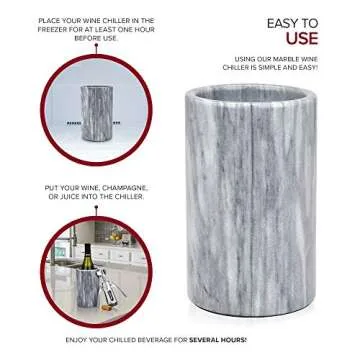 Modern Innovations Marble Wine Chiller Bucket - Wine Bottle Cooler for Parties – Keep Beverages Chill in This Champagne/Wine Bucket – Marble Wine Bottle Chiller – Holds 750ml Bottle (Grey)