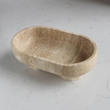 Natural Oval Travertine Fruit Bowl for Stylish Home Decor