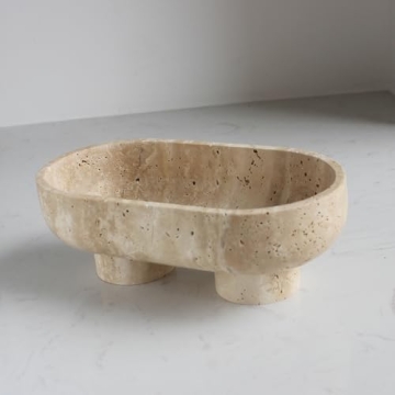 Natural Oval Travertine Fruit Bowl for Stylish Home Decor