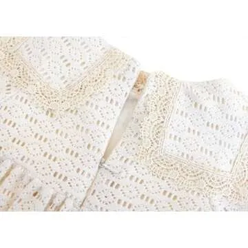 Lilax Baby Girl's Long Sleeve Lace Dress Vintage Wedding Dress (24-36 Months, Cream)
