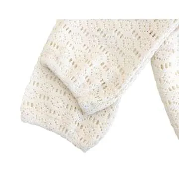 Lilax Baby Girl's Long Sleeve Lace Dress Vintage Wedding Dress (24-36 Months, Cream)