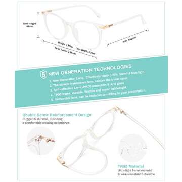 Gaoye Blue Light Blocking Glasses, Retro Round Eyewear Frame Anti Eyestrain Computer Glasses for Wom...