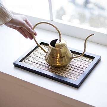 Rectangle Premium Rattan hometray, Serving Tray, Rattan Food Tray, Handmade Rattan Tray, Coffee Tray, Tray Square, Accessory Trays, Jewelry Tray, Decorate Tray (Black)