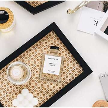 Rectangle Premium Rattan hometray, Serving Tray, Rattan Food Tray, Handmade Rattan Tray, Coffee Tray, Tray Square, Accessory Trays, Jewelry Tray, Decorate Tray (Black)