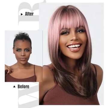 Vibrant Ombre Pink Black Wig for Parties and Cosplay