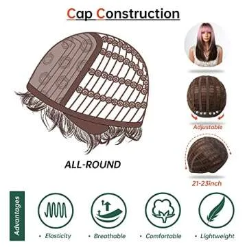 Vibrant Ombre Pink Black Wig for Parties and Cosplay