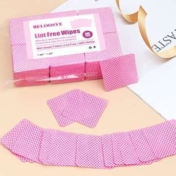 540 PCS Lint Free Nail Wipes, Eyelash Extension Glue Wipes, Super Absorbent Soft Non-woven Fabric Na...