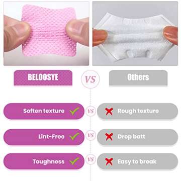 540 PCS Lint Free Nail Wipes, Eyelash Extension Glue Wipes, Super Absorbent Soft Non-woven Fabric Nail Polish Remover Wipes, Cleaning Pad Cloth for Lash Extension Supplies & Nail Polish Bottle(Pink)