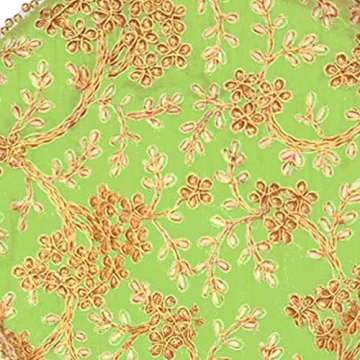 Potli Bag For Women With Intricate Gold Thread & Sequin Ethnic Designer Embroidery Work Batwa Pearls Handle (W-23 Cm,24 Cm) (Parrot Green)