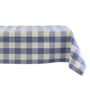 DII Buffalo Check Collection, Classic Farmhouse Tablecloth, Tablecloth, 60x104, Stonewash Blue