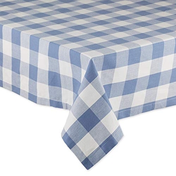 DII Buffalo Check Collection, Classic Farmhouse Tablecloth, Tablecloth, 60x104, Stonewash Blue