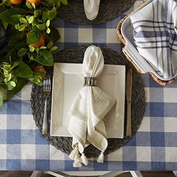 DII Buffalo Check Collection, Classic Farmhouse Tablecloth, Tablecloth, 60x104, Stonewash Blue