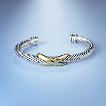 UNY Jewelry Two Tone Infinity Bangle Bracelet for Women