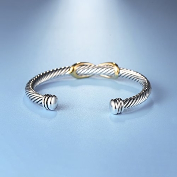 UNY Jewelry Two Tone Infinity Bangle Bracelet for Women