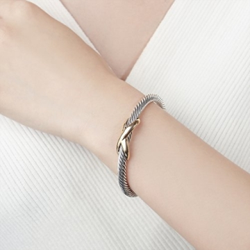 UNY Jewelry Two Tone Infinity Bangle Bracelet for Women