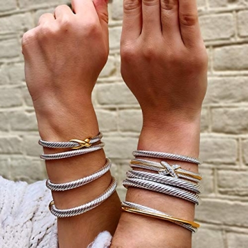 UNY Jewelry Two Tone Infinity Bangle Bracelet for Women