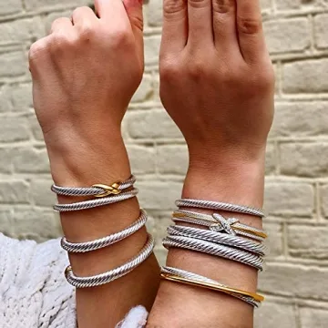 UNY Jewelry Two Tone Infinity Bangle Bracelet for Women