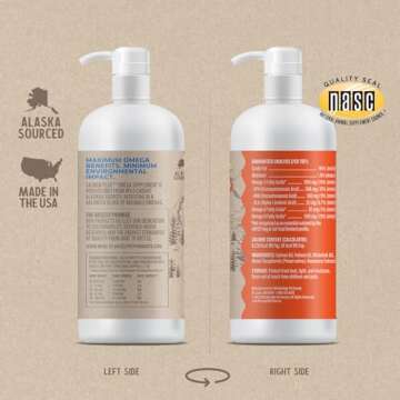 Grizzly Wild Alaskan Salmon Oil Dog Food Supplement Omega 3 Fatty Acids, 32 oz