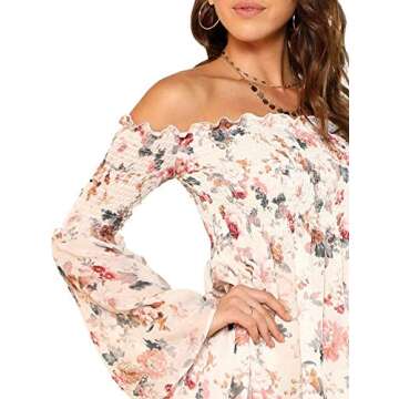 Stylish ROMWE Floral Print Off Shoulder Dress for Women