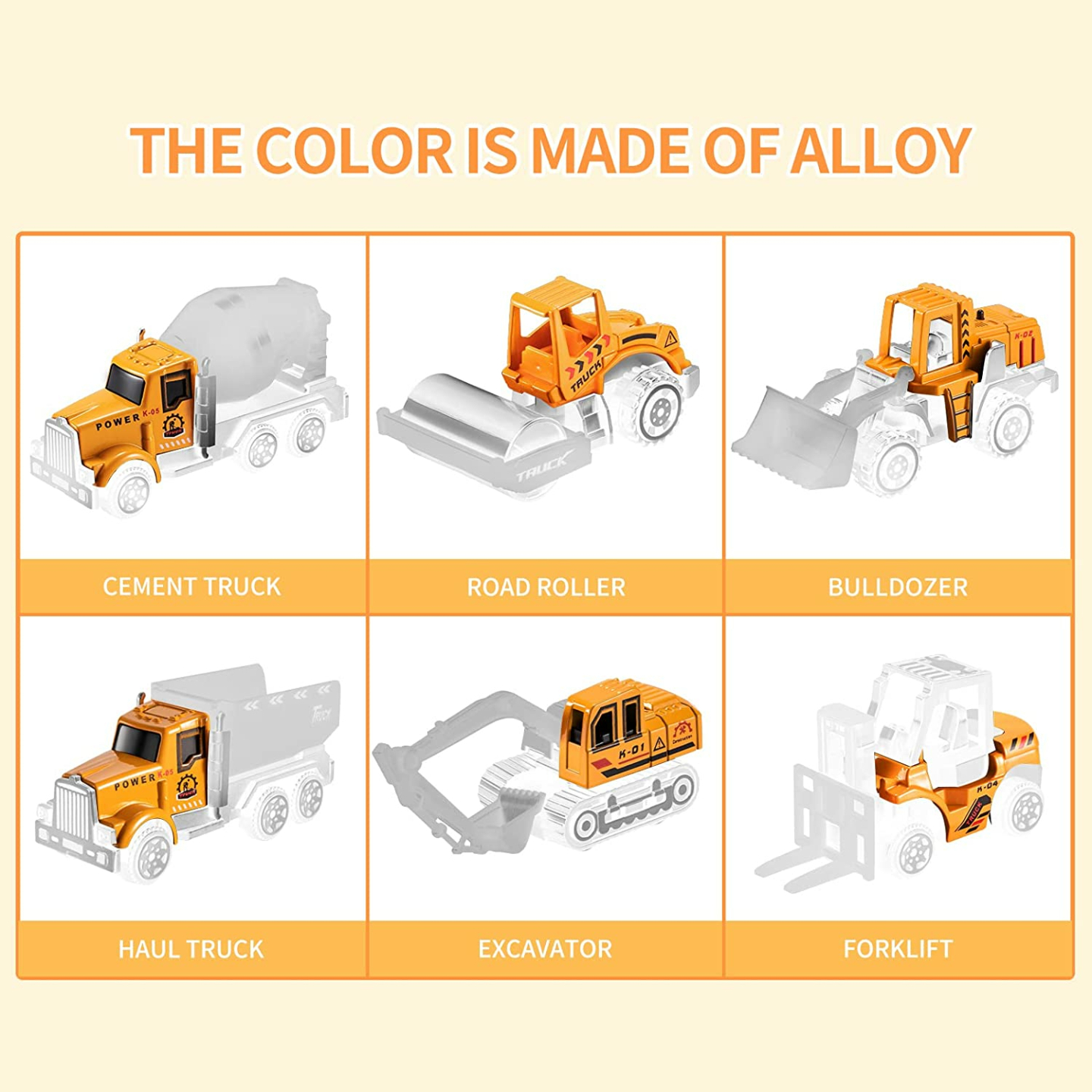 TEMI Toddler Die-Cast Construction Toy Vehicle Set