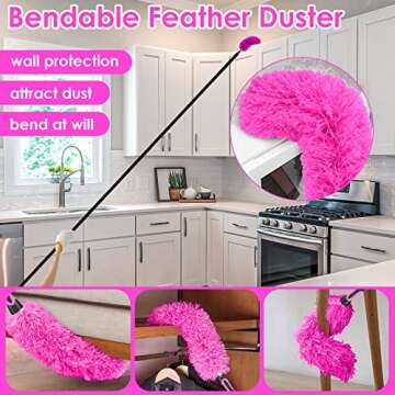 15Foot Dusters for Cleaning, CALBEAU 12PCS Duster with Extension Pole 7-15ft/Window Cleaning Kit/Microfiber Feather Duster/Ceiling Fan Duster/Cobweb Duster/Blind Cleaner Duster Tool