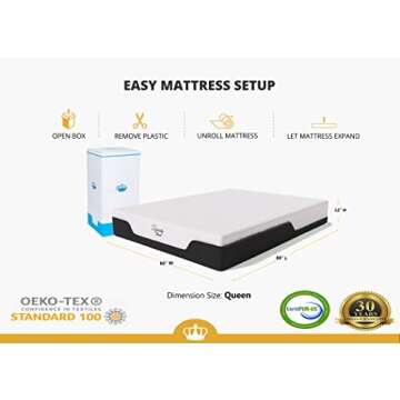 DynastyMattress Queen Mattress CoolBreeze 12 Inch Essential Gel Infused Memory Foam Bed Medium Firm ...