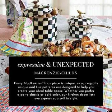 MACKENZIE-CHILDS Cow Creamery Butter Dish, Black-and-White Ceramic Butter Dish with Lid