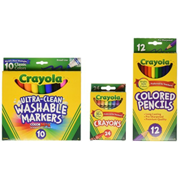 Crayola Back To School Art Set for Kids Ages 7-10 - 24 Crayons, 10 Markers, 12 Pencils