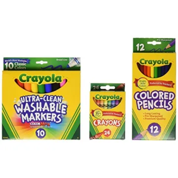 Crayola Back To School Art Set for Kids Ages 7-10 - 24 Crayons, 10 Markers, 12 Pencils