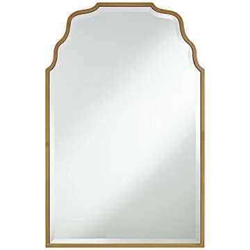 Noble Park Rectangular Vanity Decorative Wall Mirror Modern Beveled Waved Arched Lush Antique Gold W...