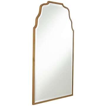 Noble Park Rectangular Vanity Decorative Wall Mirror Modern Beveled Waved Arched Lush Antique Gold Wood Frame 26" Wide for Bathroom Bedroom Living Room Home Office Entryway House Hallway