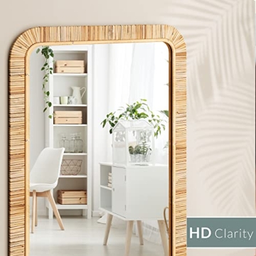 Premium Rattan Bathroom Mirror - Rustic Boho Style