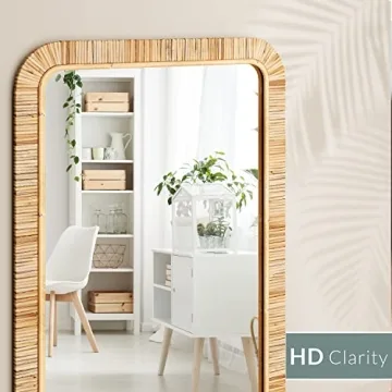 Premium Rattan Bathroom Mirror - Rustic Boho Style