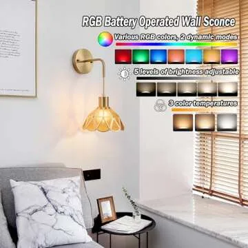 Slywise Battery Operated Wall Sconces with RGB Colors