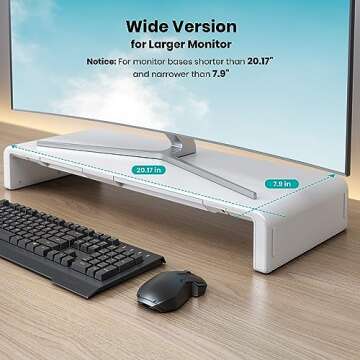 Monitor Stand Riser, Klearlook Foldable, Height Adjustable Computer Stand, Desk Shelf Riser with Sto...
