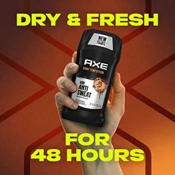 AXE Antiperspirant Stick For Men For Long Lasting Freshness Dark Temptation All Day Fresh Scent 48 Hour Anti Sweat Mens Deodorant 2.7oz 4 Count