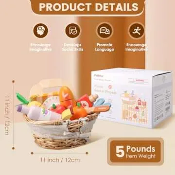 Pithfor Picnic Playset, Vibrant Wooden Play Food Set