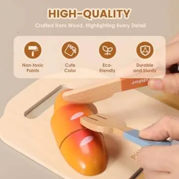 Pithfor Picnic Playset, Vibrant Wooden Play Food Set