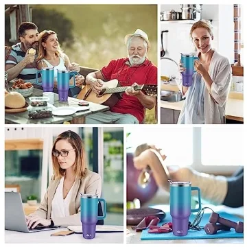 MaxBase 40 oz Tumbler with Handle and Straw Lid, Insulated Reusable Stainless Steel Travel Mug Keeps Drinks Cold up to 34 Hours, 100% Leakproof Bottle for Water, Iced Tea or Coffee, Smoothie and More