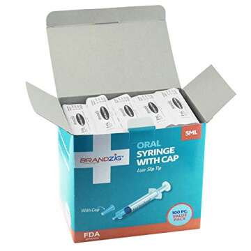 5ml Oral Syringe with Cap | Medicine Dispenser 100 Pack