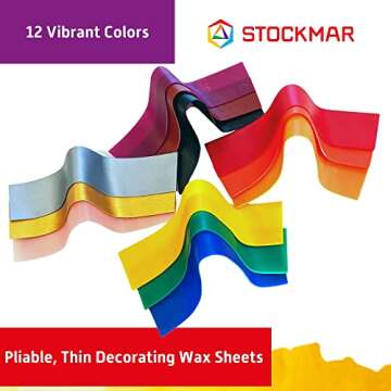 Stockmar Decorating Beeswax Narrow Sheets - Box of 12 Assorted Color Sheets of Modeling Beeswax for ...