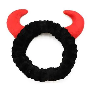 Aiphamy Women Facial Spa Headband, Devil Horn Coral Fleece Cosmetic Makeup Headband Skincare Headban...