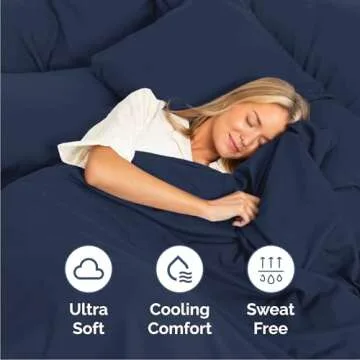 Queen 6 Piece Sheet Set - Comfy & Cooling - Navy Blue