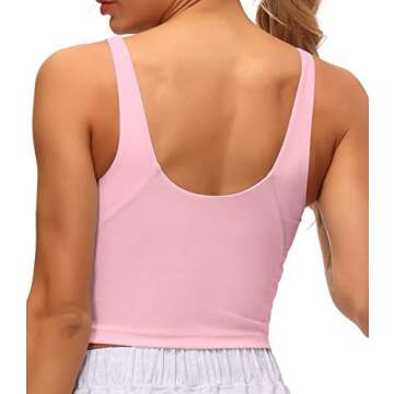 Dragon Fit Sports Bra for Women Longline Padded Bra Yoga Crop Tank Tops Fitness Workout Running Top (Medium, Pink)